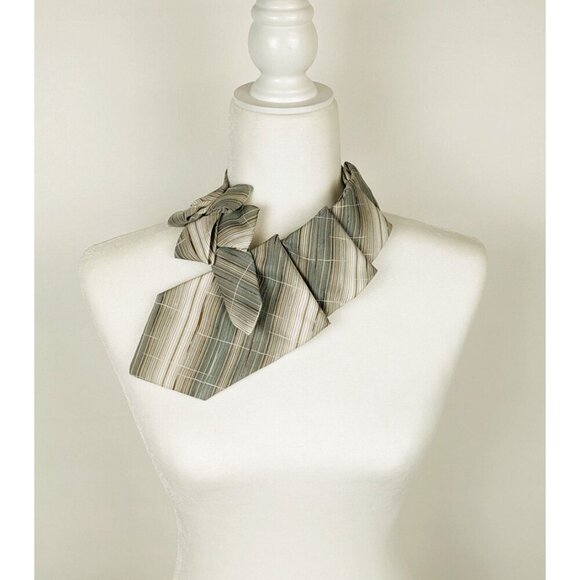 Ogsplosh Women's Retro Ascot Scarf Made From A Vintage Necktie Beige - Picture 5 of 6